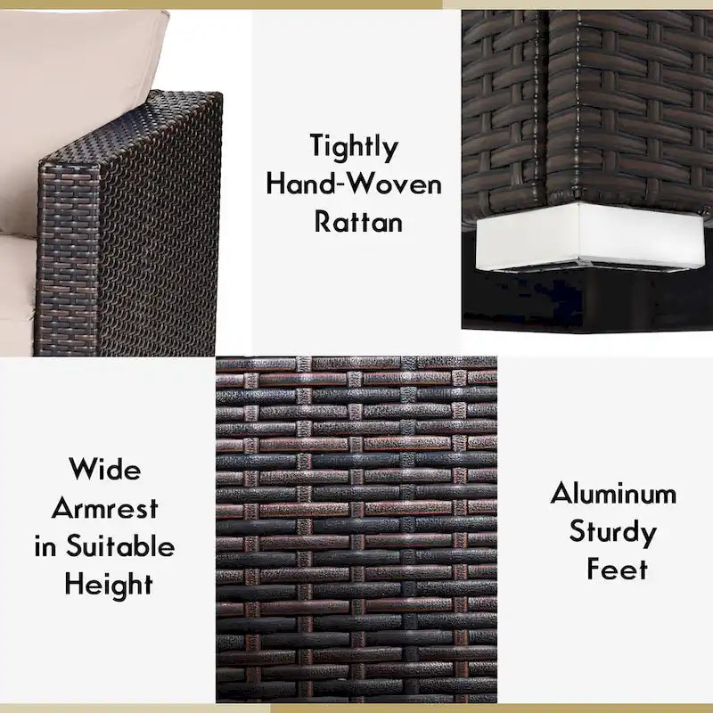 Ensemble de canapé d'angle en rotin Costway 4 pièces pour patio - Voir les détails