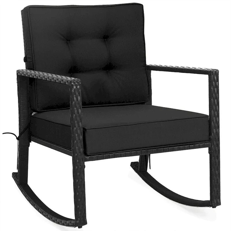 Fauteuil à bascule d'extérieur en rotin tressé Gymax - Voir les détails