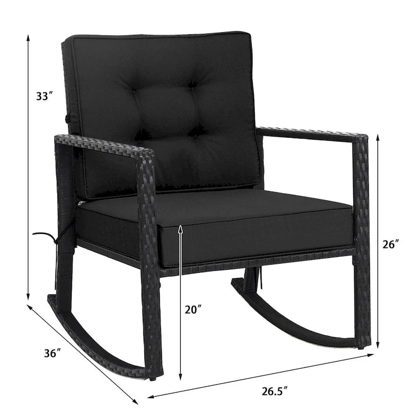 Fauteuil à bascule d'extérieur en rotin tressé Gymax - Voir les détails