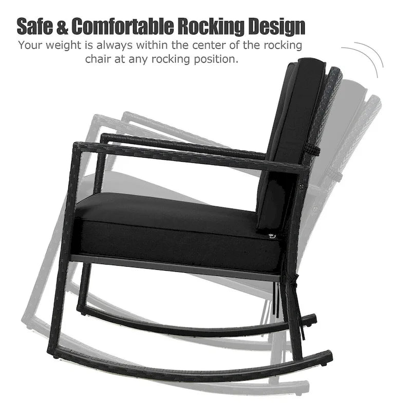 Fauteuil à bascule d'extérieur en rotin tressé Gymax - Voir les détails