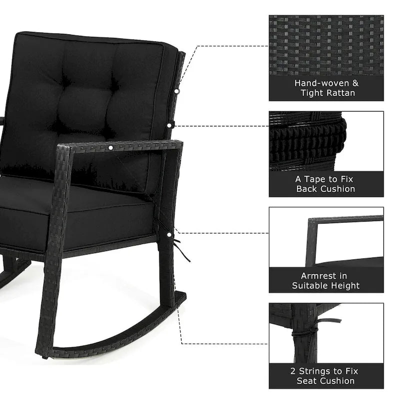 Fauteuil à bascule d'extérieur en rotin tressé Gymax - Voir les détails
