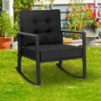 Fauteuil à bascule d'extérieur en rotin tressé Gymax - Voir les détails
