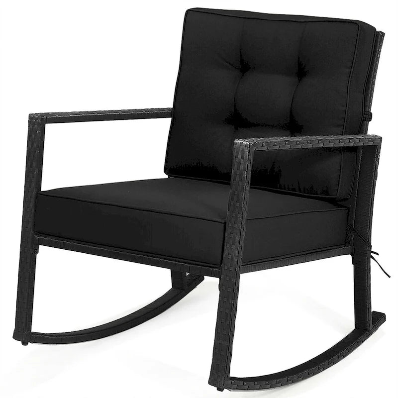 Fauteuil à bascule d'extérieur en rotin tressé Gymax - Voir les détails