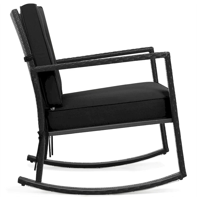 Fauteuil à bascule d'extérieur en rotin tressé Gymax - Voir les détails