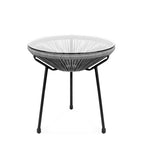 Ensemble bistro de patio ovale tressé 3 pièces comprenant un fauteuil à bascule - 90 cm L x 74 cm l x 90 cm H