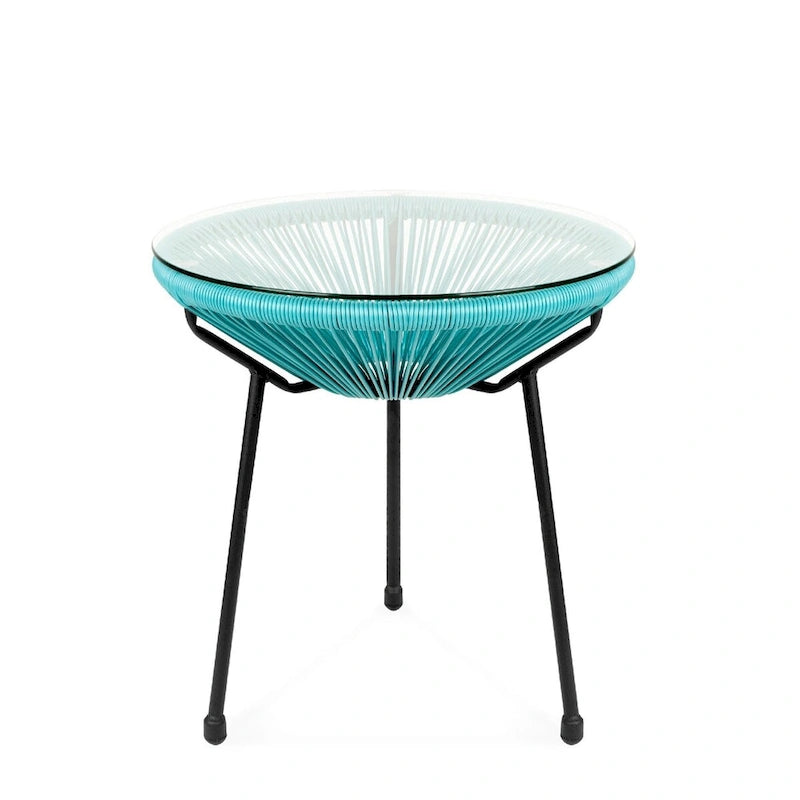 Ensemble bistro de patio ovale tressé 3 pièces comprenant un fauteuil à bascule - 90 cm L x 74 cm l x 90 cm H