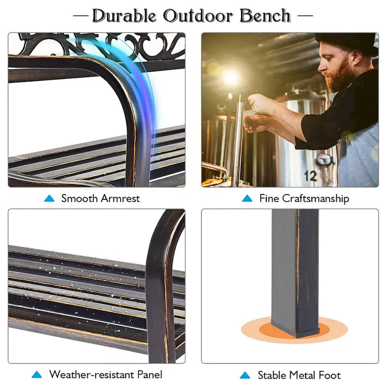 Banc de jardin Costway, mobilier d'extérieur, canapé deux places pour porche ou allée - Voir les détails