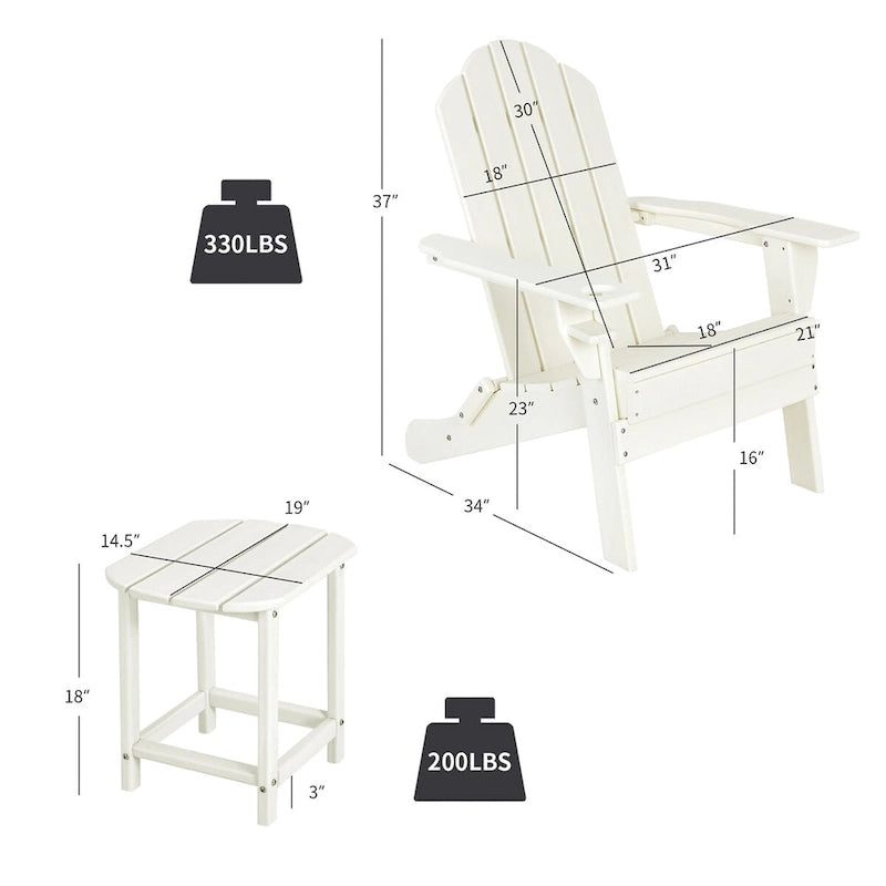 Ensemble de 2 chaises Adirondack et table d'appoint Costway pour patio, résistant aux intempéries