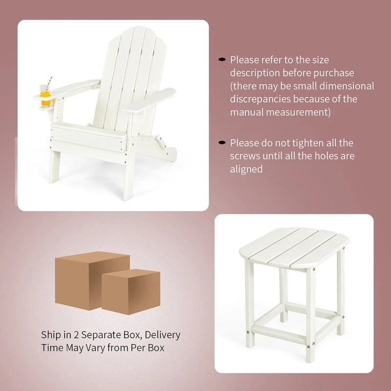 Ensemble de 2 chaises Adirondack et table d'appoint Costway pour patio, résistant aux intempéries