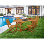 Outdoor Set - Outdoor Chairs Slatted Back and a Table and Oval Top with Wooden legs - Natural Oil Finish (Pieces option)