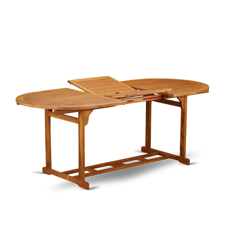 Ensemble d'extérieur - Chaises de jardin à dossier à lattes et table ovale avec pieds en bois - Finition huile naturelle (Option pièces)