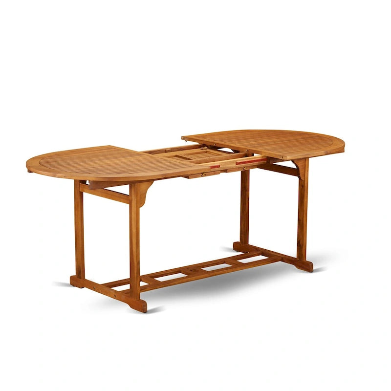 Ensemble d'extérieur - Chaises de jardin à dossier à lattes et table ovale avec pieds en bois - Finition huile naturelle (Option pièces)