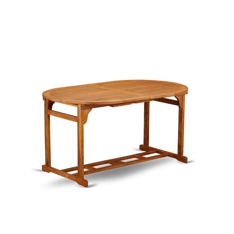 Ensemble d'extérieur - Chaises de jardin à dossier à lattes et table ovale avec pieds en bois - Finition huile naturelle (Option pièces)