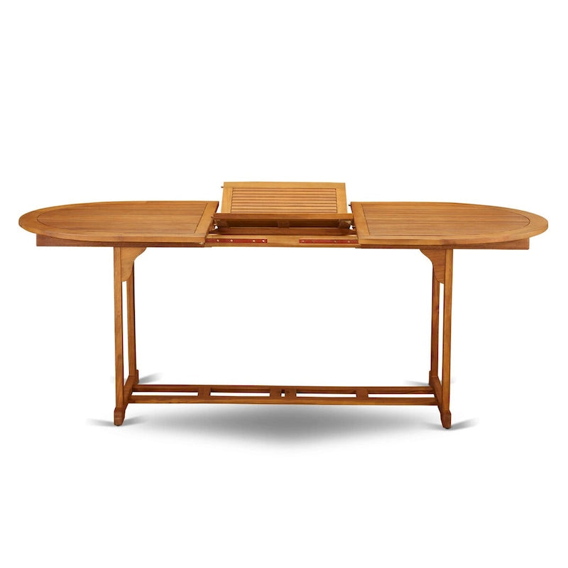 Ensemble d'extérieur - Chaises de jardin à dossier à lattes et table ovale avec pieds en bois - Finition huile naturelle (Option pièces)