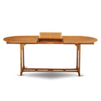 Ensemble d'extérieur - Chaises de jardin à dossier à lattes et table ovale avec pieds en bois - Finition huile naturelle (Option pièces)