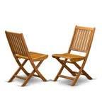 Ensemble d'extérieur - Chaises de jardin à dossier à lattes et table ovale avec pieds en bois - Finition huile naturelle (Option pièces)