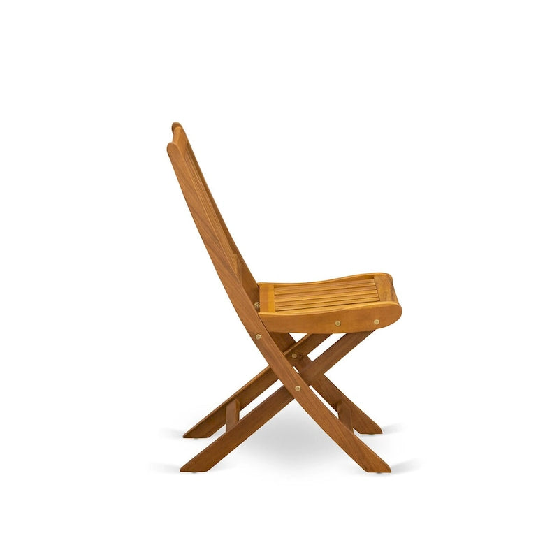 Ensemble d'extérieur - Chaises de jardin à dossier à lattes et table ovale avec pieds en bois - Finition huile naturelle (Option pièces)
