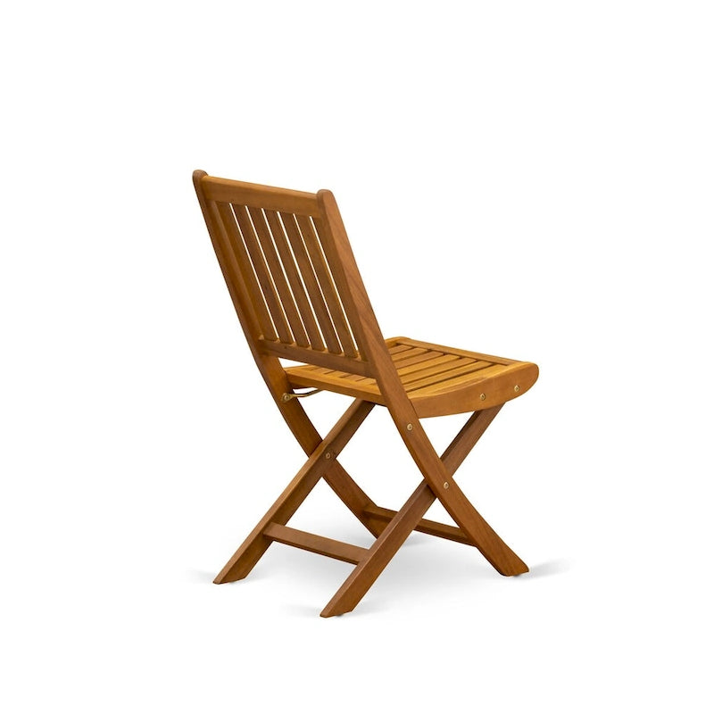 Ensemble d'extérieur - Chaises de jardin à dossier à lattes et table ovale avec pieds en bois - Finition huile naturelle (Option pièces)