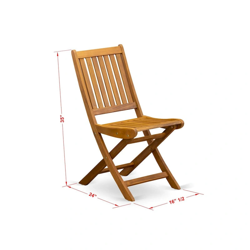 Ensemble d'extérieur - Chaises de jardin à dossier à lattes et table ovale avec pieds en bois - Finition huile naturelle (Option pièces)