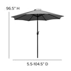 Table de patio carrée 35 pouces en imitation teck avec cadre en acier noir - Parasol de patio beige de 9 pieds - Base