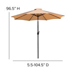 Table de patio carrée 35 pouces en imitation teck avec cadre en acier noir - Parasol de patio beige de 9 pieds - Base