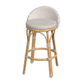 Tabouret de bar d'extérieur Tobias en rotin et métal, dossier bas