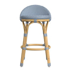 Tabouret de bar d'extérieur Tobias en rotin et métal, dossier bas