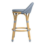 Tabouret de bar d'extérieur Tobias en rotin et métal, dossier bas