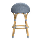 Tabouret de bar d'extérieur Tobias en rotin et métal, dossier bas