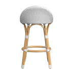 Tabouret de bar d'extérieur Tobias en rotin et métal, dossier bas