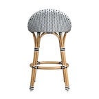 Tabouret de bar d'extérieur Tobias en rotin et métal, dossier bas