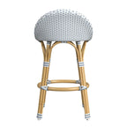 Tabouret de bar d'extérieur Tobias en rotin et métal, dossier bas