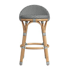 Tabouret de bar d'extérieur Tobias en rotin et métal, dossier bas