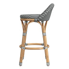 Tabouret de bar d'extérieur Tobias en rotin et métal, dossier bas