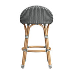 Tabouret de bar d'extérieur Tobias en rotin et métal, dossier bas