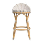 Tabouret de bar d'extérieur Tobias en rotin et métal, dossier bas