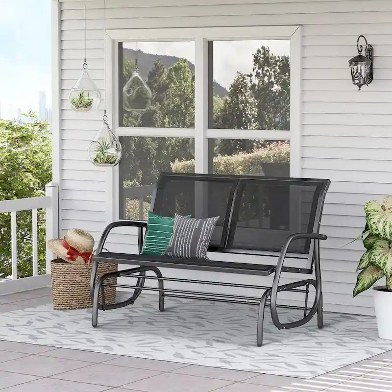 2-Person Outdoor Glider Bench, Patio Double Swing Rocking Chair