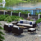 Milo Espresso 8 Piece Sunbrella Outdoor Patio Motion Seating Set