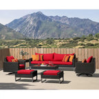 Ensemble de sièges de patio extérieurs Milo Espresso 8 pièces Sunbrella avec mécanisme à bascule