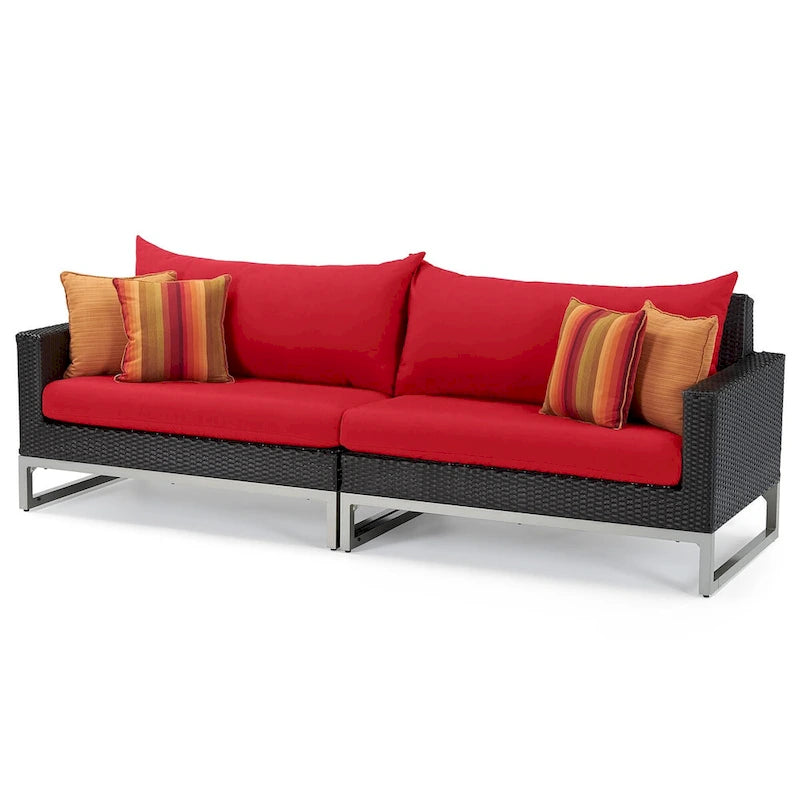 Ensemble de sièges de patio extérieurs Milo Espresso 8 pièces Sunbrella avec mécanisme à bascule