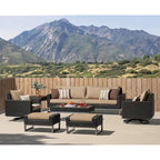 Ensemble de sièges de patio extérieurs Milo Espresso 8 pièces Sunbrella avec mécanisme à bascule