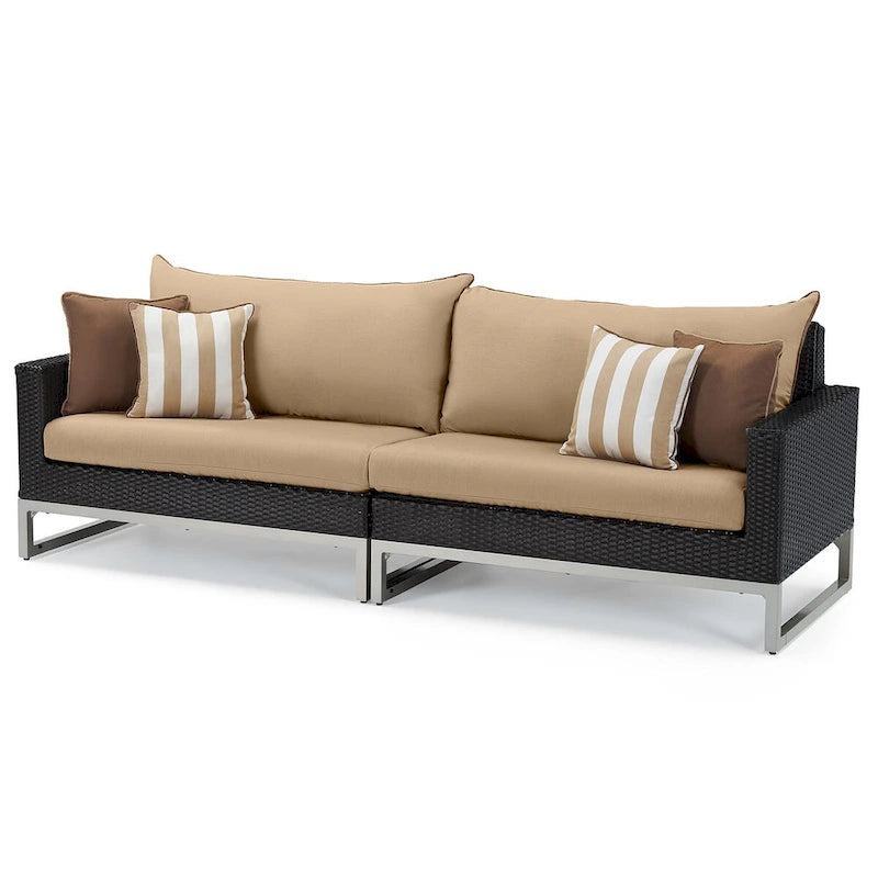 Ensemble de sièges de patio extérieurs Milo Espresso 8 pièces Sunbrella avec mécanisme à bascule