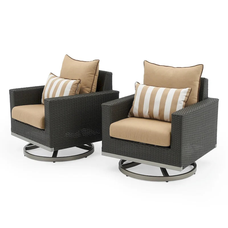 Ensemble de sièges de patio extérieurs Milo Espresso 8 pièces Sunbrella avec mécanisme à bascule