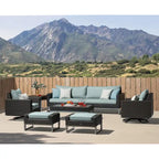 Ensemble de sièges de patio extérieurs Milo Espresso 8 pièces Sunbrella avec mécanisme à bascule