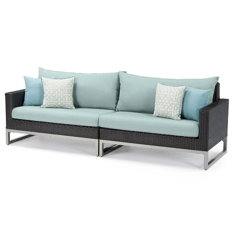 Ensemble de sièges de patio extérieurs Milo Espresso 8 pièces Sunbrella avec mécanisme à bascule