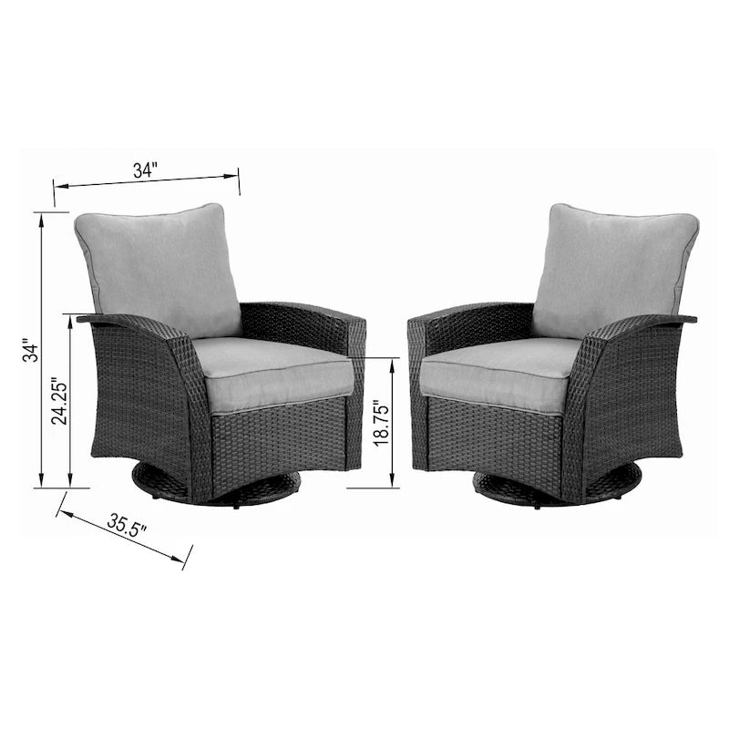 Fauteuil pivotant en tissu Williamsport 2 pièces