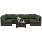 Ensemble de salon de jardin 7 pièces en rotin tressé Patio Watcher Morden, idéal pour la cour arrière