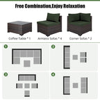 Ensemble de salon de jardin 7 pièces en rotin tressé Patio Watcher Morden, idéal pour la cour arrière