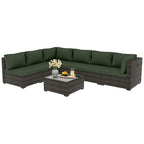 Ensemble de salon de jardin 7 pièces en rotin tressé Patio Watcher Morden, idéal pour la cour arrière