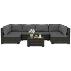 Ensemble de salon de jardin 7 pièces en rotin tressé Patio Watcher Morden, idéal pour la cour arrière